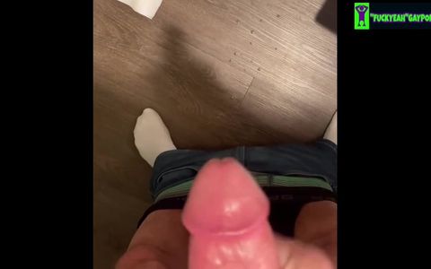 Quick Cumshot I Snuck in Bathroom Nice Huge 5 Day Load