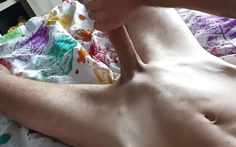 Handjob with see through stroker