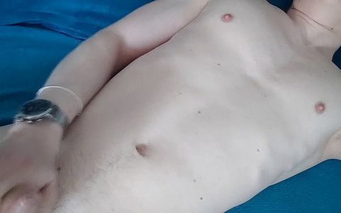 White skinny boy 18+ wanks in his bed