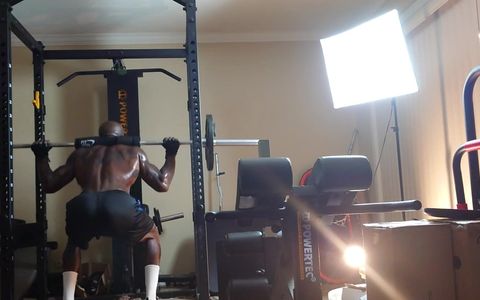 Hallelujah Johnson Tall Dark Chocolate Muscles Tattoos Body Squats