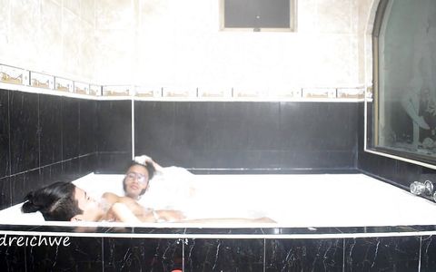 Taking a relaxing bath in a jacuzzi