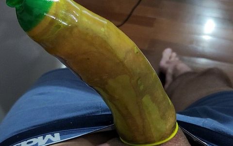 Jerking off with Brazilian Condom