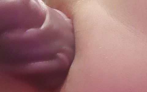 Having fun with my giant fantasy dildo