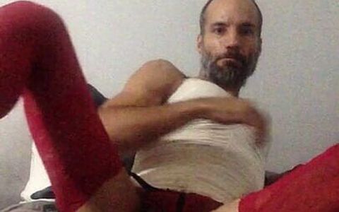 Sissysam in White Dress with Ducking Arse with Dildo