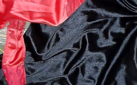 Milking My Cum Onto Her Satin Lingerie