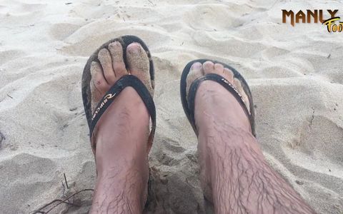 Cum Sand & Flip Flops - Nudist Beach - Cum Feet Socks Series - Manlyfoot - Episode 2